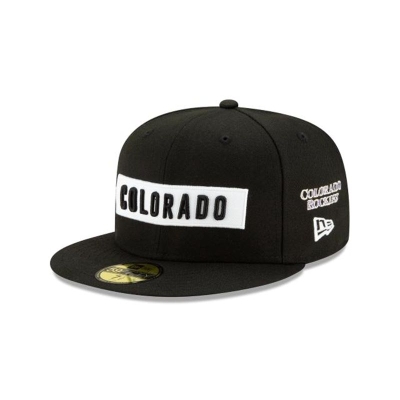 Colorado Rockies Gorra | New Era MLB Boxed Wordmark 59fifty Fitted Cap Mexico - Negros